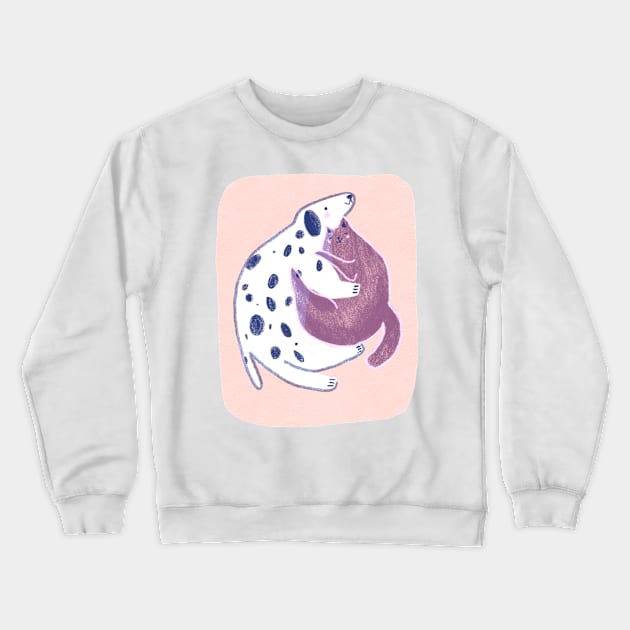 Pet Friends Dog and Cat Crewneck Sweatshirt by AnaRitaRobalo